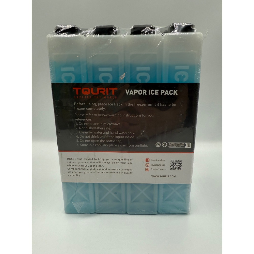 TOURIT Vapor Ice Pack Set Reusable Slim Cooler Packs Non-Toxic‎ BPA Free Blue